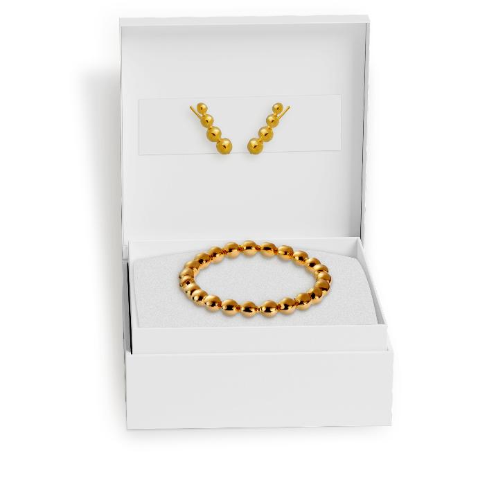 Conjunto de pendientes y anillo oro Eclipse, original de Hissia